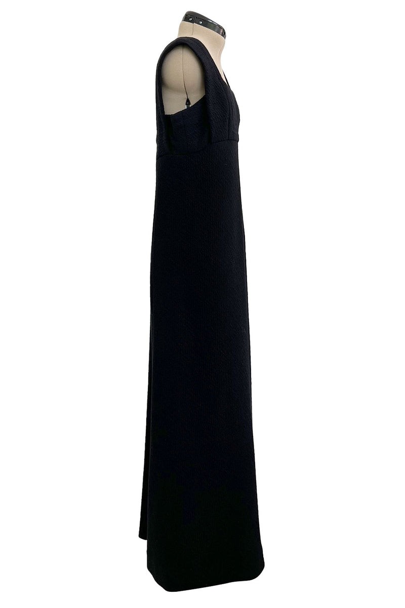 Minimalist c. 1964 James Galanos Superb Detailed Square Neckline Long Sheath Dress
