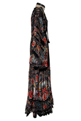 Resort 2017 Roberto Cavalli by Peter Dundas Floral Print Net Dress w Balloon Sleeves