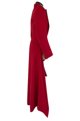 Important Fall 1999 Alexander McQueen 'The Overlook' Immaculately Tailored Deep Red Fantail Coat