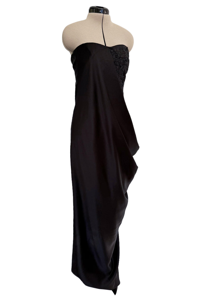 Fall 2008 Alexander McQueen 'The Girl Who Lived in a Tree' Strapless Draped Silk Dress w Elaborate Beading