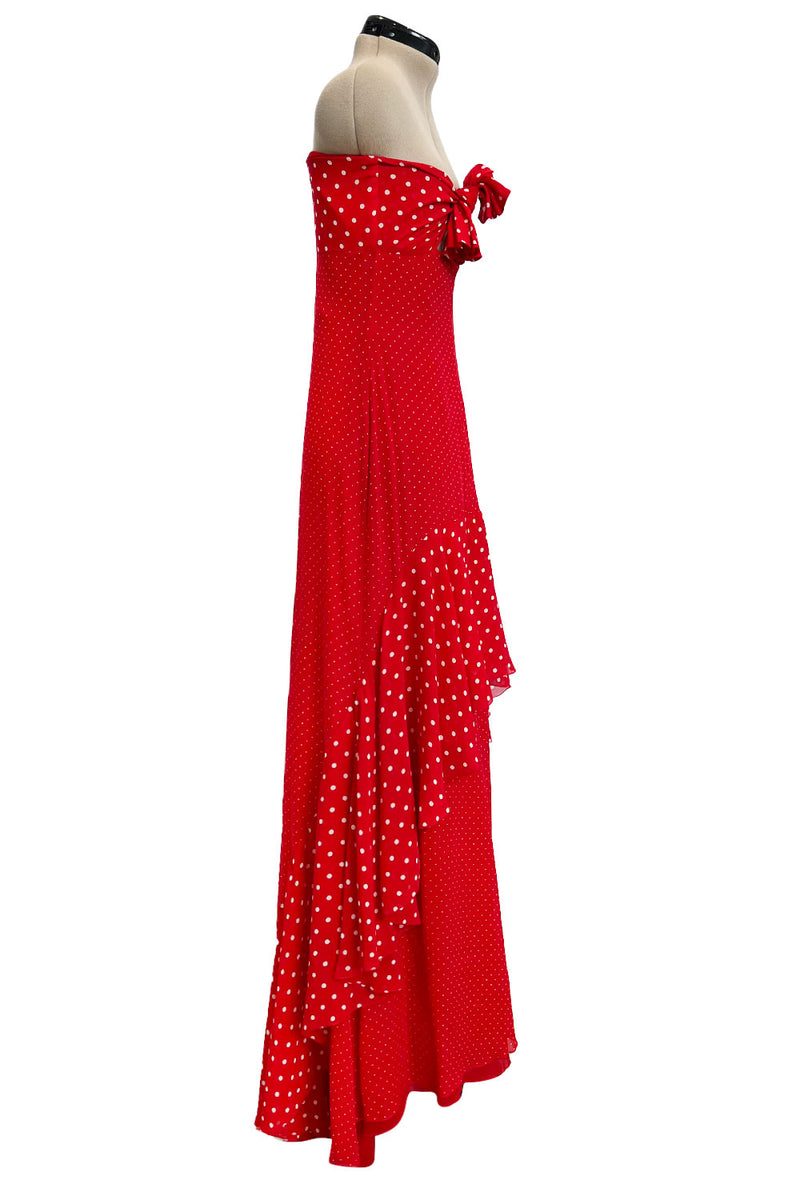 Red valentino sheer store dot flounce dress