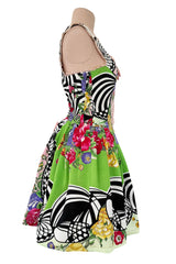 Dreamiest Spring 1992 Gianni Versace Versus Documented Pink Bow Detailed & Floral Print Dress
