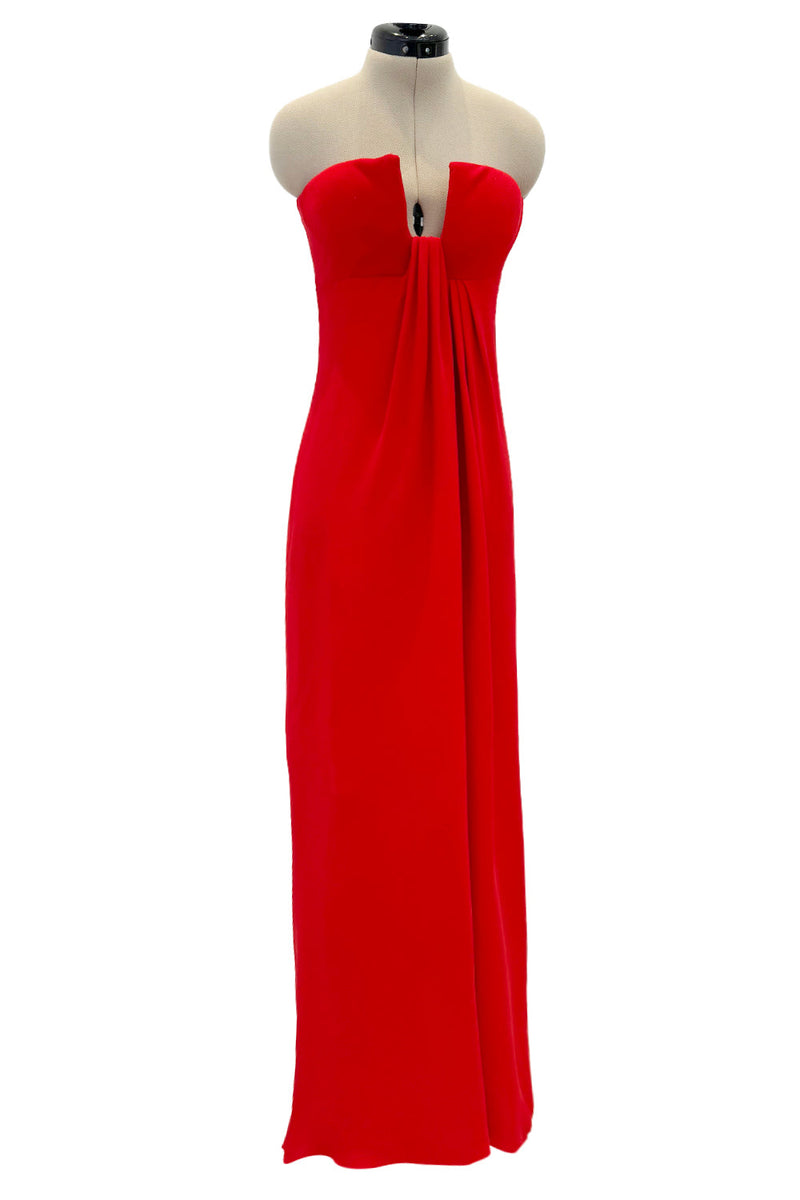 Spring 2000 Valentino Strapless Red Silk Crepe Dress Re-issue of the 1965 Couture Original