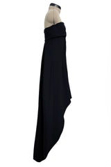 Spring 2013 Saint Laurent by Hedi Slimane Strapless Black Silk Dress w Scooped Front Hem