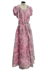 Prettiest Spring 2019 Giorgio Armani Runway Look 38 Dusty Pink Silk Organza Printed Floral Dress