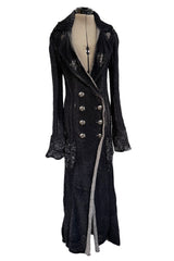 Fantastic Fall 2006 John Galliano Charcoal & Grey Knit Sweater Coat w Metal Buttons