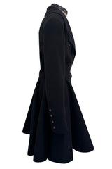 Amazing Fall 1994 Chanel by Karl Lagerfeld Runway Look 20 Deep Blue Black Cashmere Flare Jacket