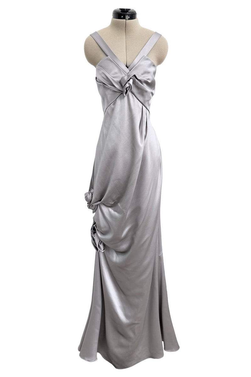 Fall 2008 Christian Dior by John Galliano Bias Cut Silver Silk Halter – Shrimpton Couture