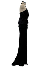 Outstanding Spring 2003 Christian Dior by John Galliano Bias Cut Black Silk Chiffon Dress w Lace Details & Sequin Halter