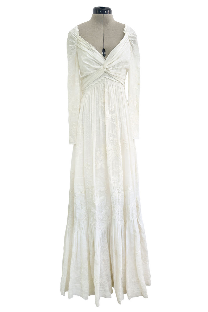 white cotton gauze dress Spring 2018 Etro by Veronica Etro Runway Look 3 w Embroidery & Sequins Tees & Shirts Size:3T with Diaper Cover Ariana Grande In Mugler