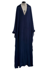 Fall 2014 Valentino by Pierpaolo & Piccioli & Maria Grazia Chiuri Deep Blue Silk Chiffon Caftan Dress