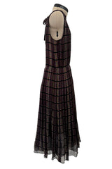 Prettiest Spring 2004 Prada Runway Look 31 Feather Light Grey & Green Silk Chiffon Plaid Dress