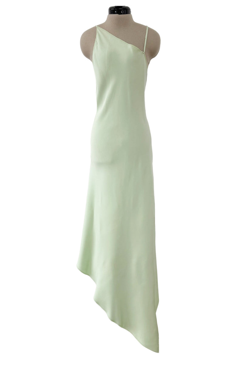 Rare Spring 1978 Philippe Venet the Haute Couture Runwau Sample Pale Mint Silk One Shoulder Dress