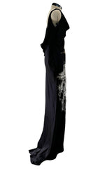 Iconic 2007 Alexander McQueen Fairy / Skeleton Castle Print Silk Bias Cut
