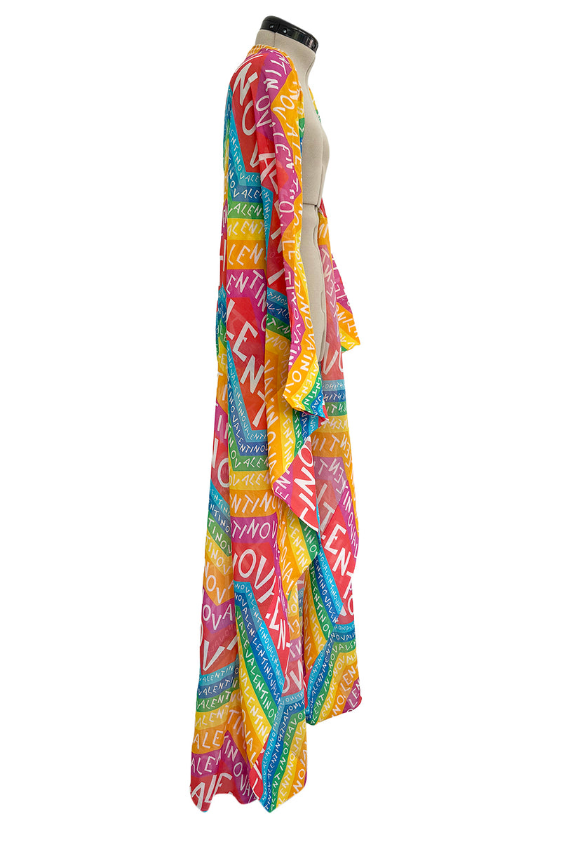 Dreamy 2024 Valentino Special Escape Summer Capsule Cotton Chevron & Logo Print Cover Up Overdress