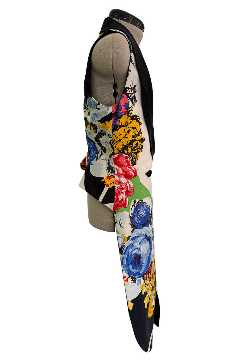 Very Rare Spring 1993 Versace by Gianna Versace Runway & Lookbook 'Miami Collection' Floral Print Silk Vest