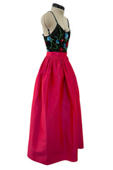 Fantastic Fall 1999 Giorgio Armani Runway Beaded Sequin Net Bodysuit & Deep Pink Skirt Set