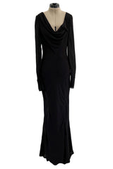 Fabulous Fall 2005 John Galliano Feather Light Bias Cut Black Silk Chiffon Dress w Seaming Detailing