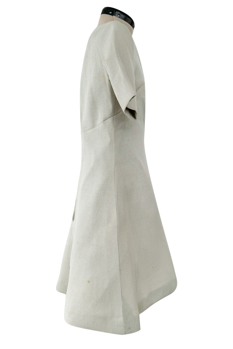 Documented Spring 1969 Christian Dior by Marc Bohan Haute Couture Stiffened Silk A-Line Dress
