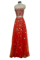 Exquisite 2020 Cucculelli Shaheen Collection 9 Strapless Hand Embroidered Carnelian Constellation Dress