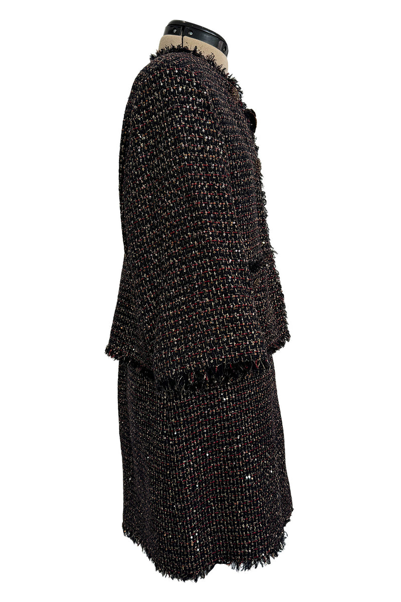 Pristine Pre-Fall 2012 Chanel by Karl Lagerfeld Metallic Gold Detailed Suit w Gripoix Buttons