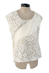 Prettiest Spring 1982 Christian Dior by Marc Bohan Haute Couture Sleeveless Ivory Silk & Lace Top