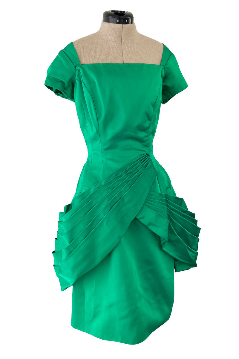 Unusual 1950s Symphony Fashions Brilliant Green Hourglass Dress w Unus Shrimpton Couture Unusual 1950s Symphony Fashions Brilliant Green Hourglass Dress w Unus Shrimpton Couture