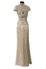 Elegant Resort 2010 Oscar de la Renta Gold Runway Look 48 Metallic Gold & Silver Lame Halter Dress