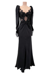 Fall 2019 Alessandra Rich Black Version of Runway Look 46 Bias Cut Silk & Sequin Lace Dress