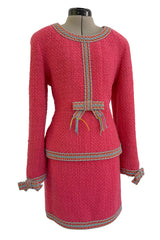 Rare & Extraordinary Spring 1994 Chanel by Karl Lagerfeld Runway Pink Suit w Corded Detail