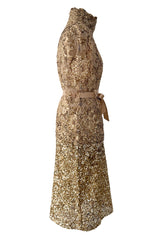 Outstanding 2010s Valentino by the Original Mr. Valentino Two Piece Metallic Gold Sequin Covered Set