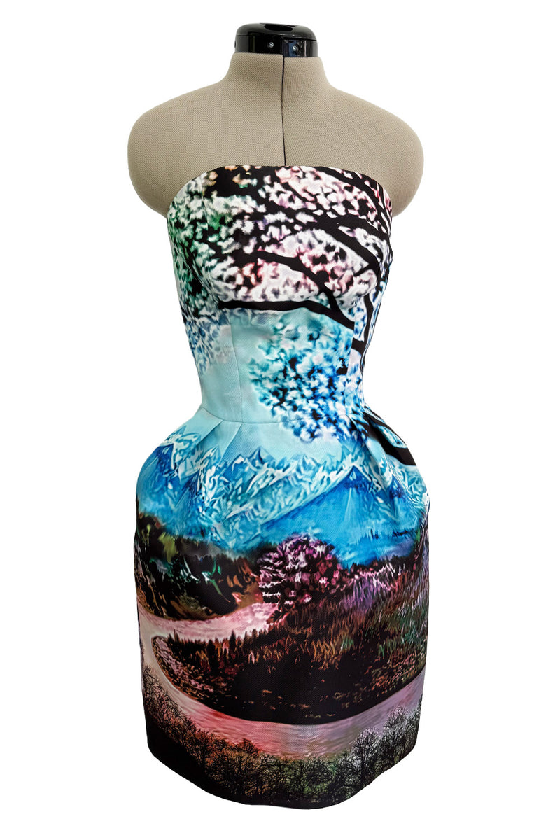 Gorgeous Fall 2013 Mary Katrantzou Runway Print From Look 18 Strapless Bubble Skirt Mini Dress