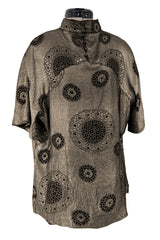 Decadent 1920s Unlabeled Real Metal Thread Metallic Lame & Black Pattern Easy Fit Top