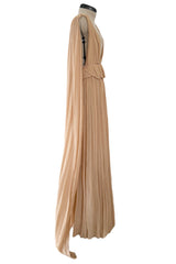 Chic Spring 2019 Chloe by Natacha Ramsay-Levi Pleated Chiffon Dress w Attached Caped Back