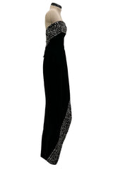 Incredible 1950s Maria Antonelli Roma Rare Alta Moda Couture Velvet Beaded Strapless Dress