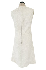1960s Christian Dior Demi-Couture Textured Ivory Silk A-Line Dress & Matching Crop Jacket