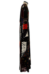 Fall 2015 Chloe by Clare Waight Keller Velvet Closing Runway Look 45 Velvet Patchwork Dress