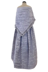 Elegant Late 1950s Sybil Connolly Couture Pale Lavender Pleated Linen Strapless Dress w Shawl
