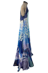 Spring 2010 Emilio Pucci by Peter Dundas Runway Look 24 Blue Printed Silk Chiffon & Sequin Dress