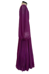Spring 2024 Christian Dior by Maria Grazia Chiuri Runway Look 75 Purple Silk Chiffon Dress w Huge Balloon Sleeves