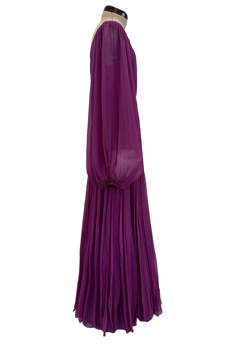 Spring 2024 Christian Dior by Maria Grazia Chiuri Runway Look 75 Purple Silk Chiffon Dress w Huge Balloon Sleeves