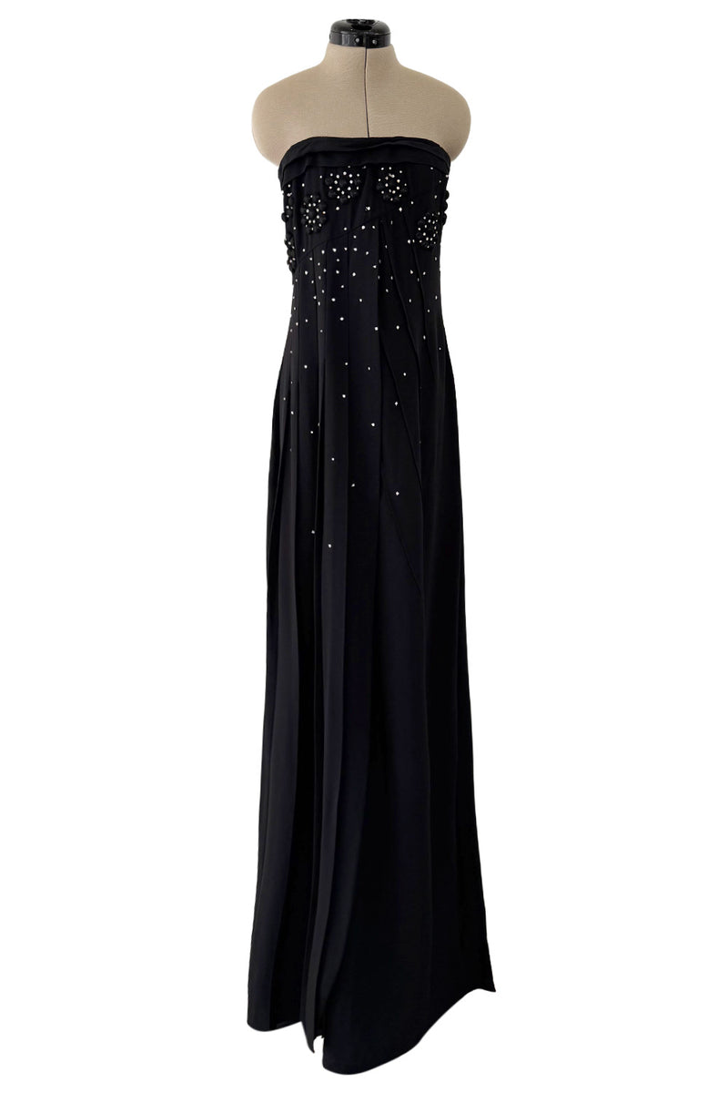 Spring 2007 Christian Dior by John Galliano Black Strapless Inner Corset Dress w Rhinestones & Beads