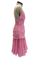 Recent Prada by Miuccia Prada Pale Pastel Pink Silk Chiffon Gathered Halter Dress