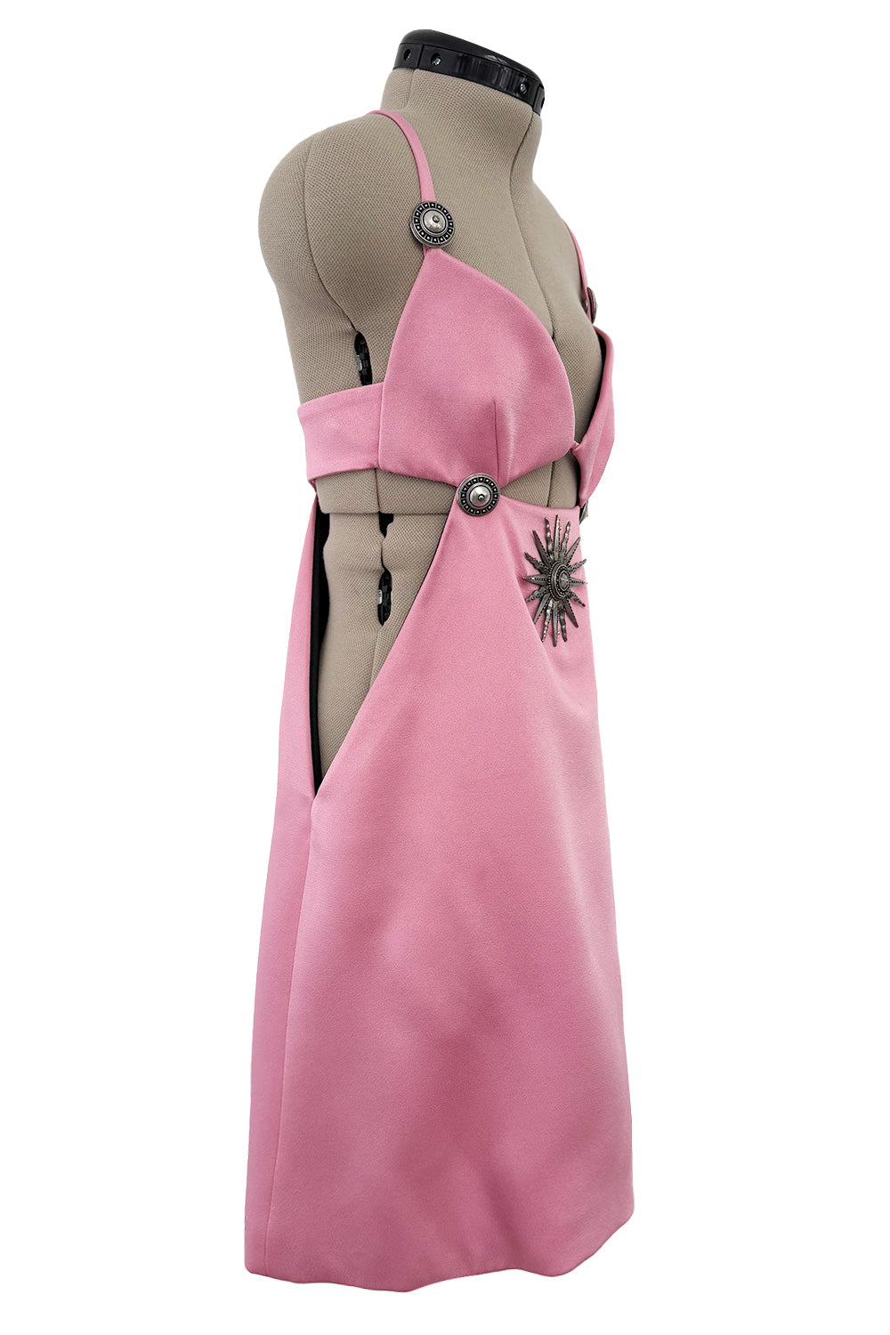 Statement Resort 2016 Fausto Puglisi Pink Mini Dress w Silver Metal Me   Shrimpton Couture