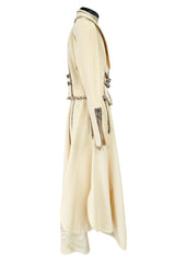 Important 1972 Bill Gibb Couture Debut Collection Lizard Detailed Cream Jacket & Scalloped Edged Skirt