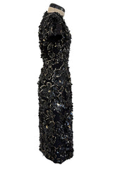 Chic Resort 2018 Michael Kors Runway Look 44 Black Dress w Elaborate Gold & Black Sequin Detailing