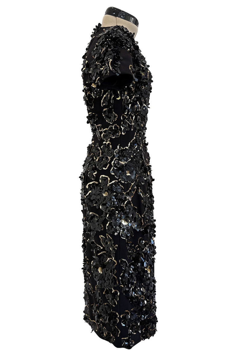 Chic Resort 2018 Michael Kors Runway Look 44 Black Dress w Elaborate Gold & Black Sequin Detailing