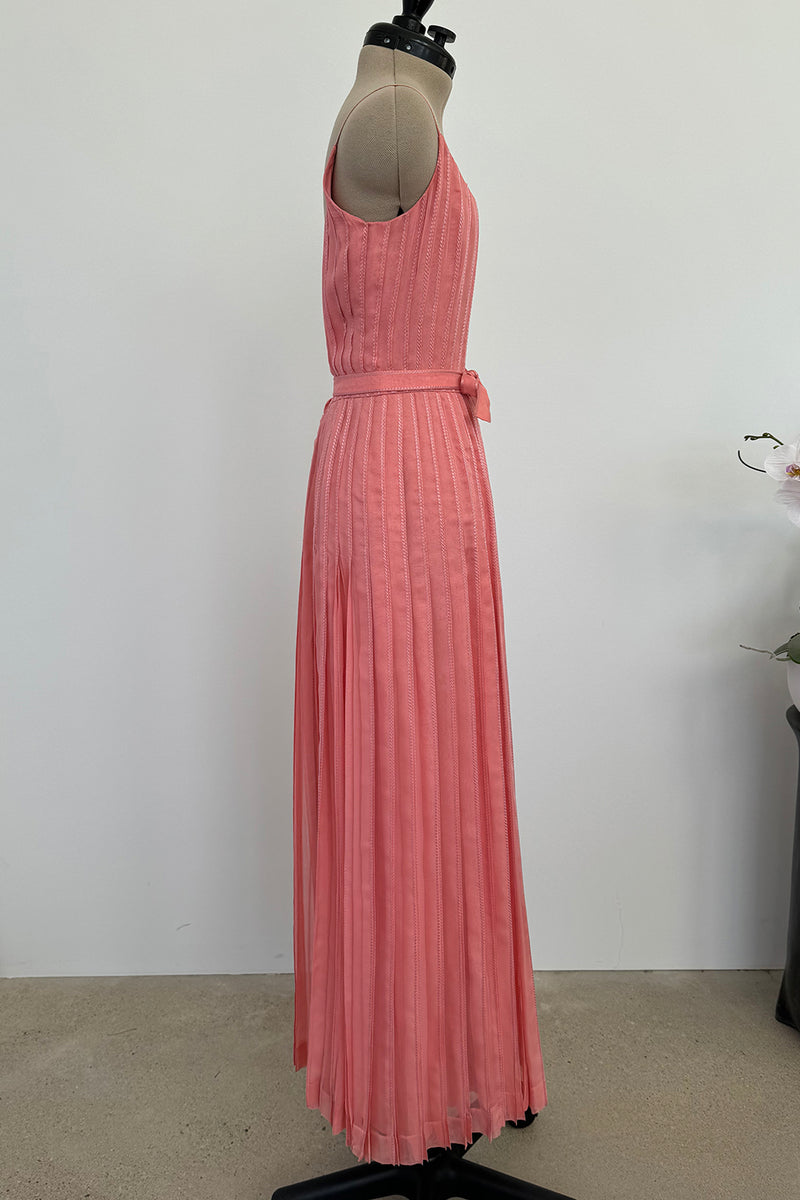 Chanel 1975-76 Haute Couture Top Stiched Pink with Belt - 13.5" W