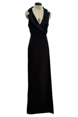 Iconic Spring 1998 Yves Saint Laurent Runway Wrap Tuxedo Dress w High Wrap Over Slit
