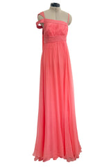 Exquisite Spring 2008 Versace by Donatella Versace Runway Look 52 Coral Pink Silk Chiffon Dress